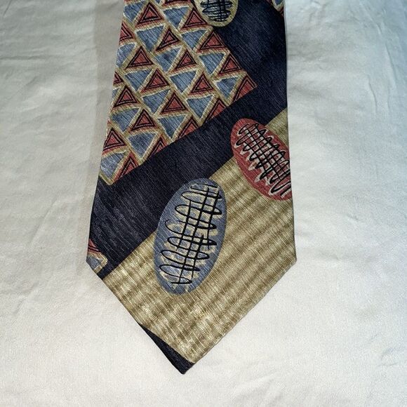 Vtg 90s  Tesoro Rosso funky silk tie - Picture 2 of 6